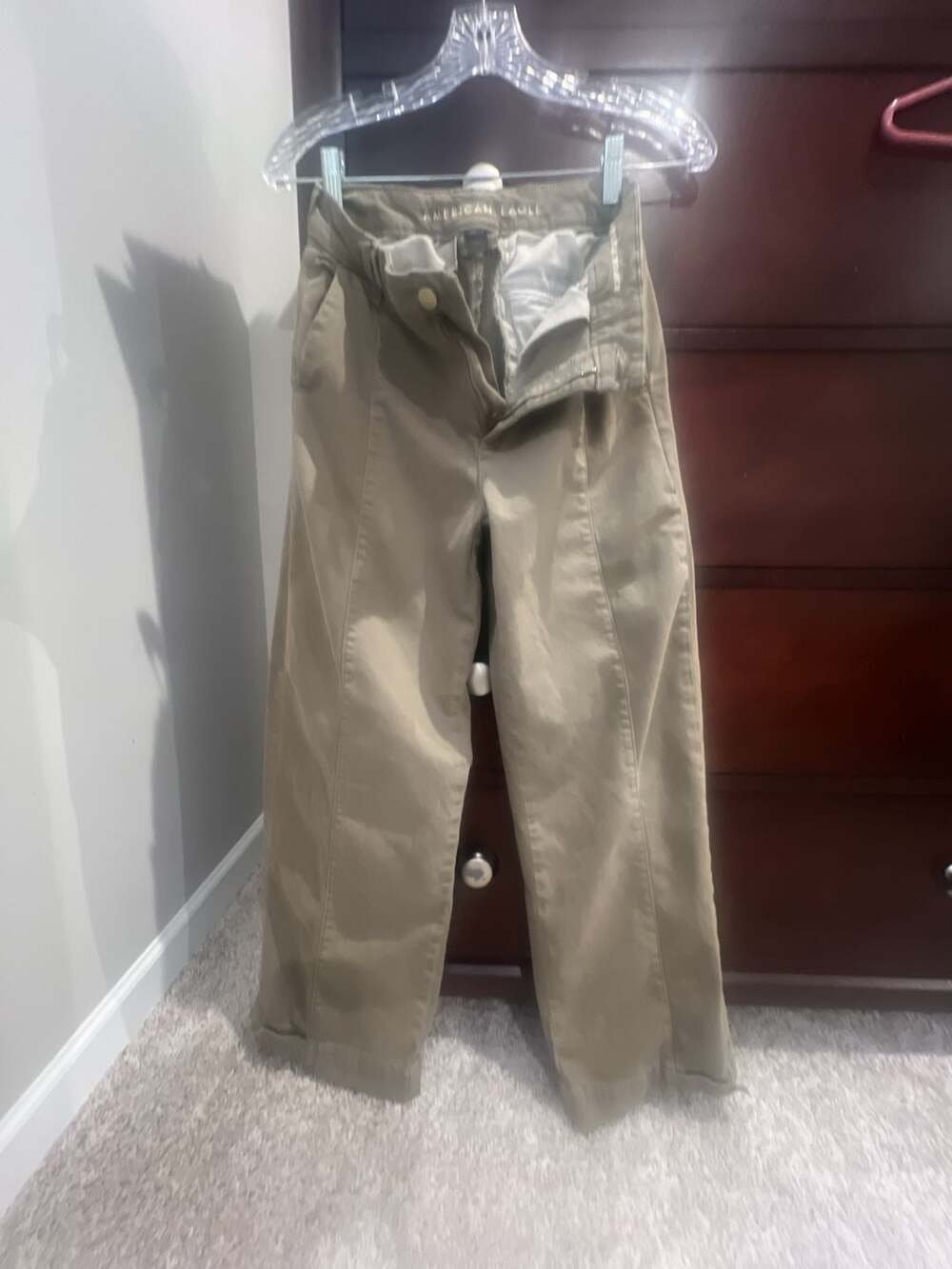American Eagle Olive Green Wide Leg Convertible Trousers for Women